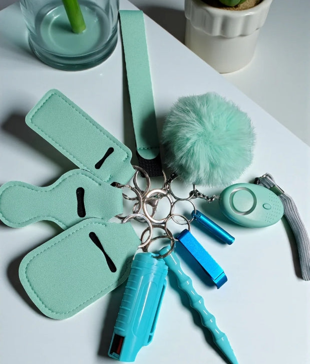 Safety Keychain Set 9pc with Pepper Spray