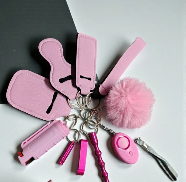 Safety Keychain Set 9pc with Pepper Spray