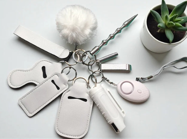 Safety Keychain Set 9pc with Pepper Spray