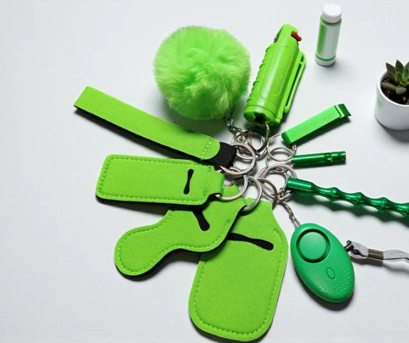 Safety Keychain Set 9pc with Pepper Spray