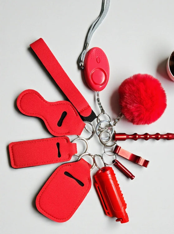 Safety Keychain Set 9pc with Pepper Spray