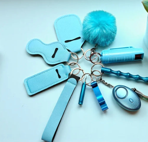 Safety Keychain Set 9pc with Pepper Spray