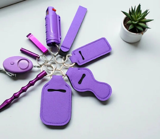 Safety Keychain Set 9pc with Pepper Spray