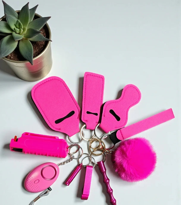 Safety Keychain Set 9pc with Pepper Spray