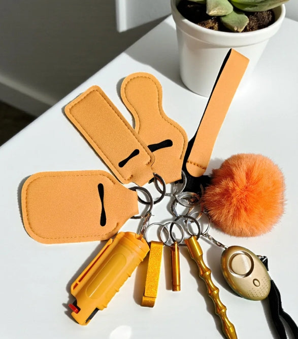 Safety Keychain Set 9pc with Pepper Spray