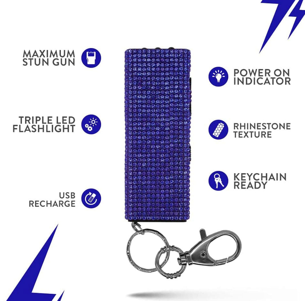 GUARD DOG - Bling It On Mini Rhinestone Stun Gun Keychain with LED Flashlight