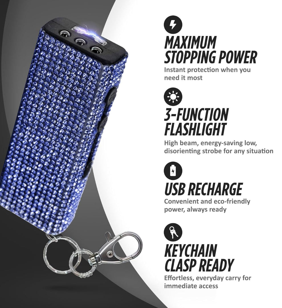 GUARD DOG - Bling It On Mini Rhinestone Stun Gun Keychain with LED Flashlight