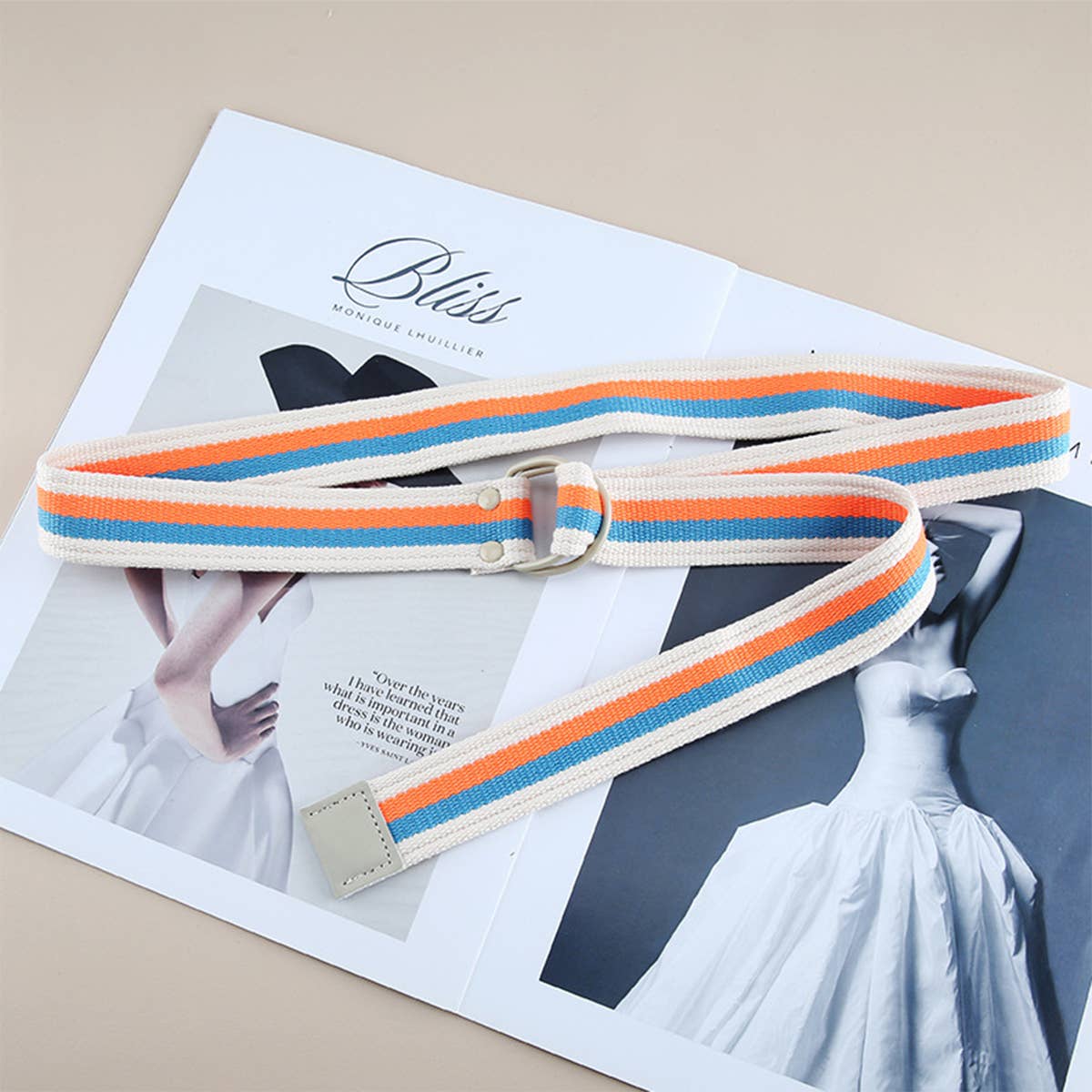 CWABE0957_HIP-HOP FASHION EXTENDED ARTISTIC CANVAS BELT: Orange / (OS) 1