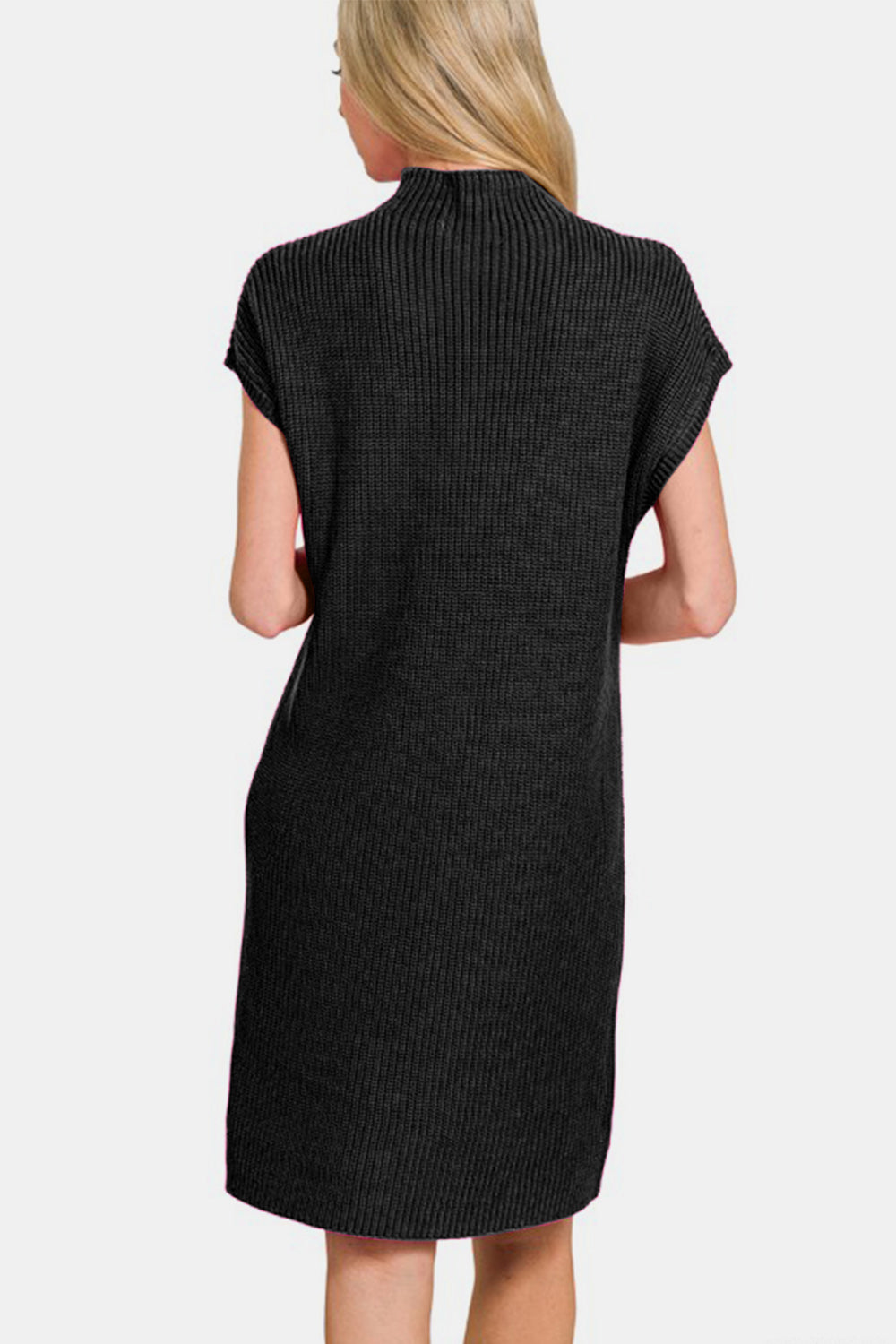 Zenana Mock Neck Short Sleeve Sweater Dress