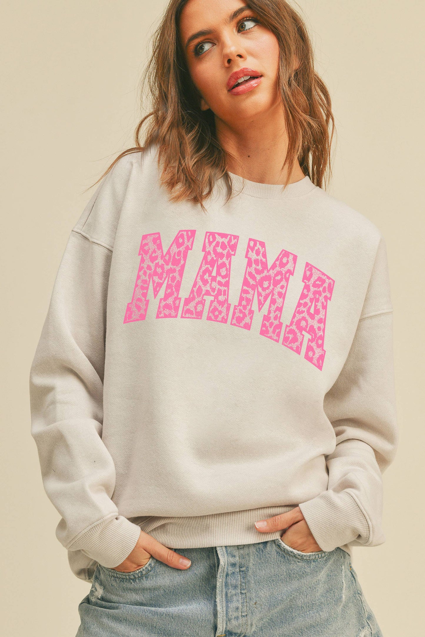 Mama Leopard Graphic Sweatshirt: Black / S