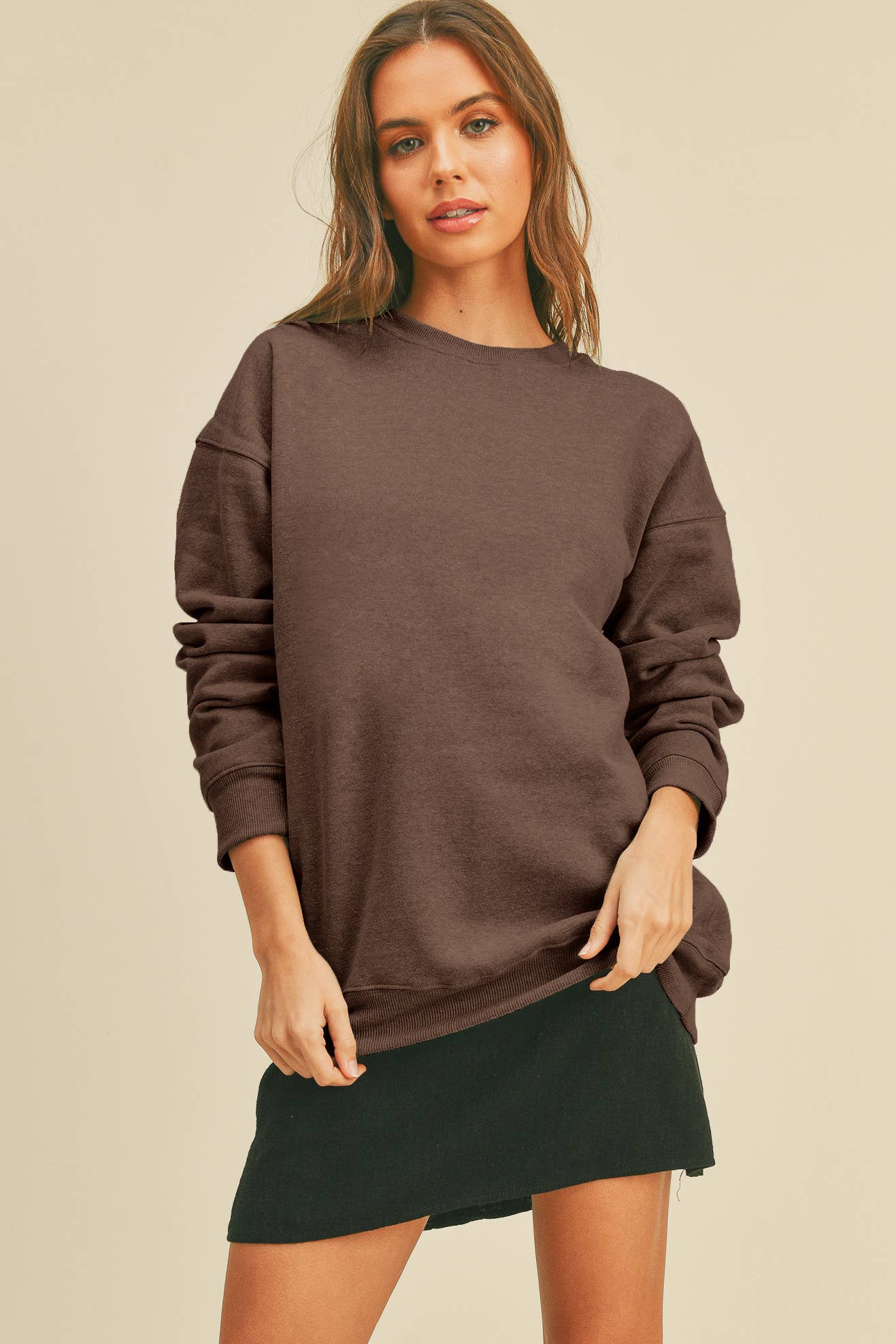 Blank Long Sleeve Sweatshirt: TEA ROSE / M
