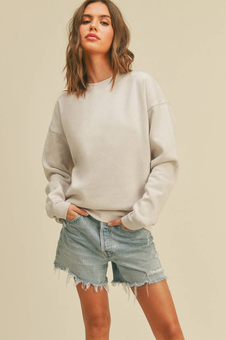 Blank Long Sleeve Sweatshirt: TEA ROSE / L