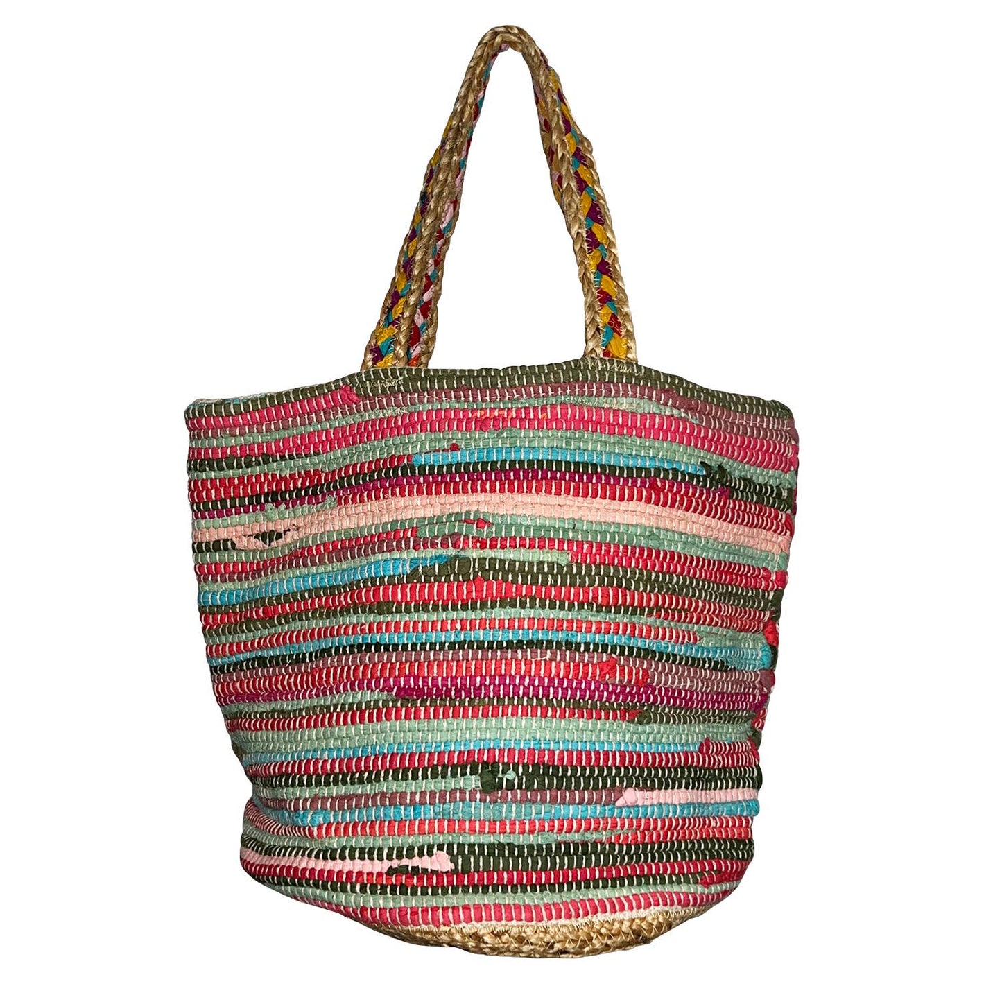Colorful Weave Jute-Cotton Shopping Grocery Bag