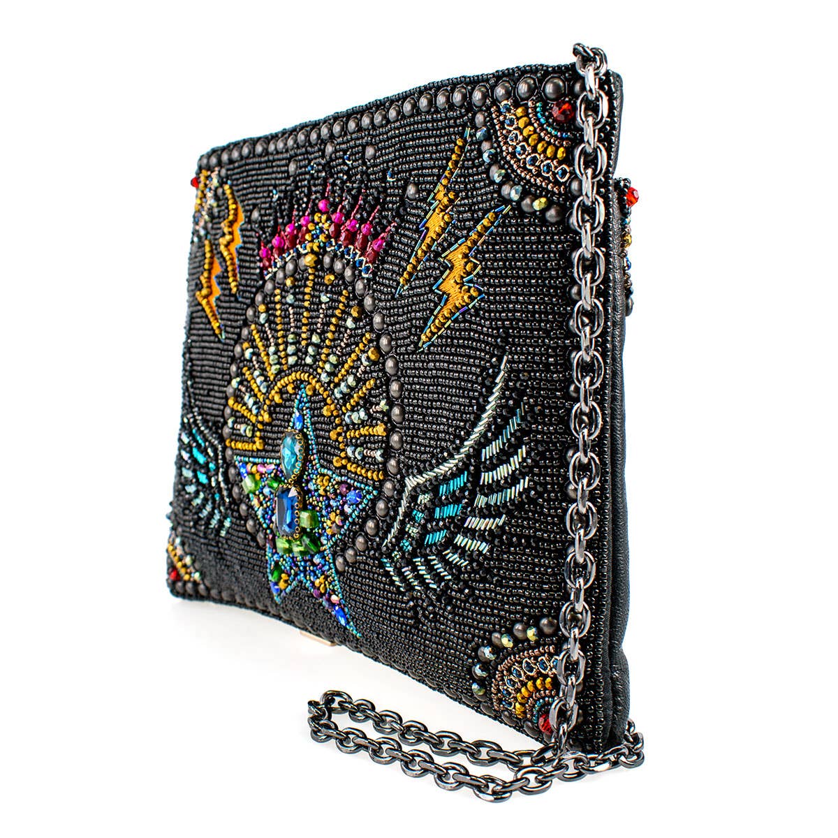 Starstruck Rock Wings and Lightning Beaded Crossbody Handbag