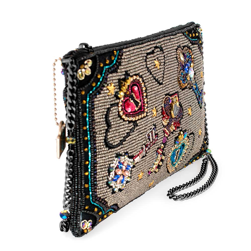 Unlocked Magic Beaded Keys & Hearts Mini Crossbody Handbag