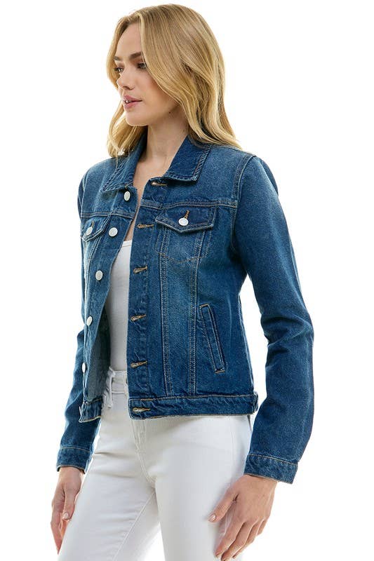 LADY CASUAL COTTON DENIM JEAN JACKET (OPEN PACK): Vintage Black / 100% Cotton / XL
