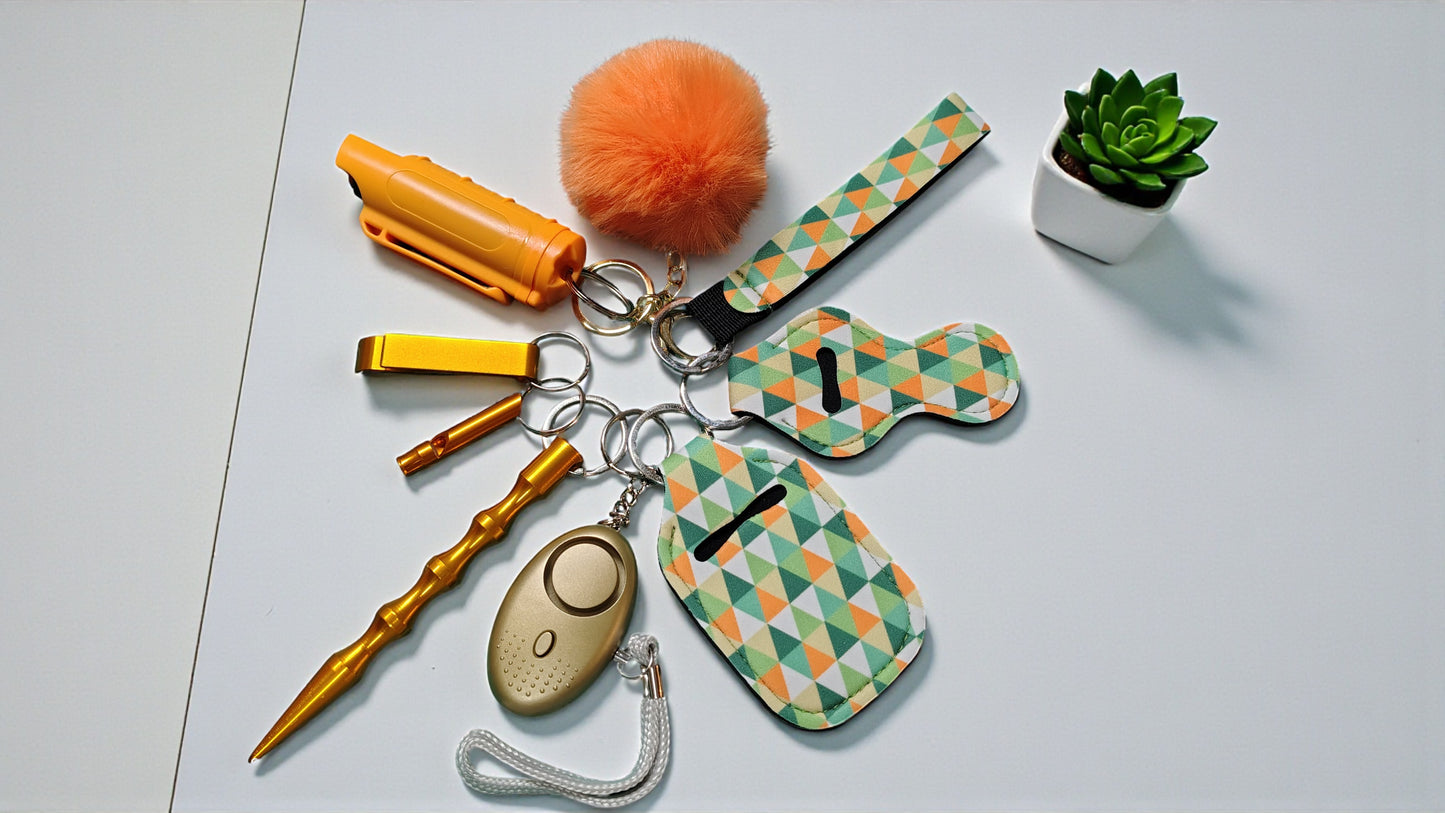 Safety Keychain - Design Set 9pc with Pepper Spray